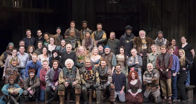The cast and crew of Henry IV, Parts 1 and 2. Center is Stacy Keach, directly behind, Michael Kahn (Photo: Scott Suchman)